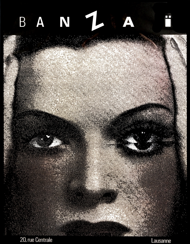 Close up of woman's face; black and white