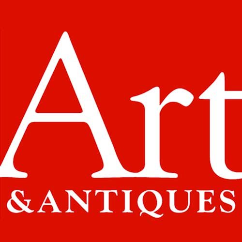 Art & Antiques Magazine Logo; white, red