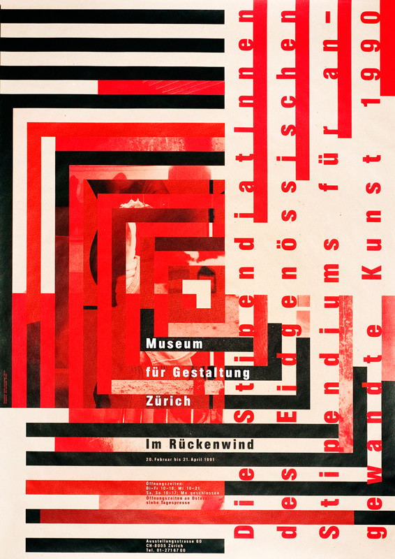 Abstract geometric design; red, black, tan, white