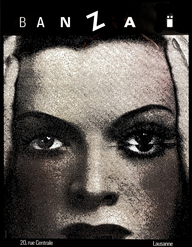 Close up of woman's face; black and white